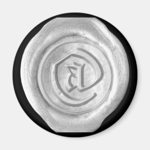 Wax Seal Monogram Magnet - Silver - Old English -
