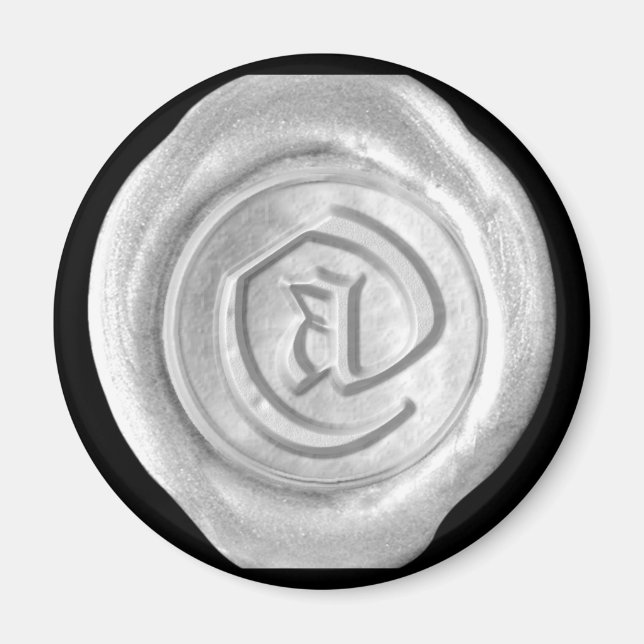 Wax Seal Monogram Magnet - Silver - Old English - (Front)