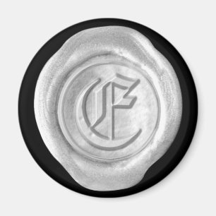Wax Seal Monogram Magnet - Silver - Old English -