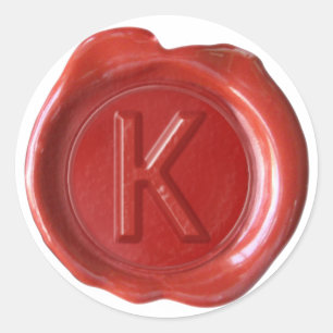 Wax Seal Monogram - Red - Bold K -