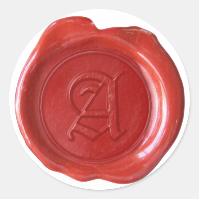 Wax Seal Monogram - Red - Old English - Letter A (Front)