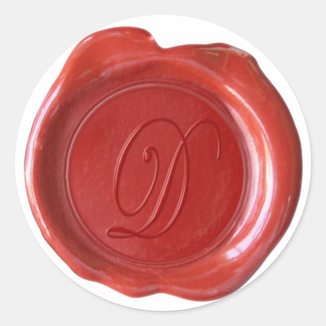 Wax Seal Monogram - Red - Script D - (Front)