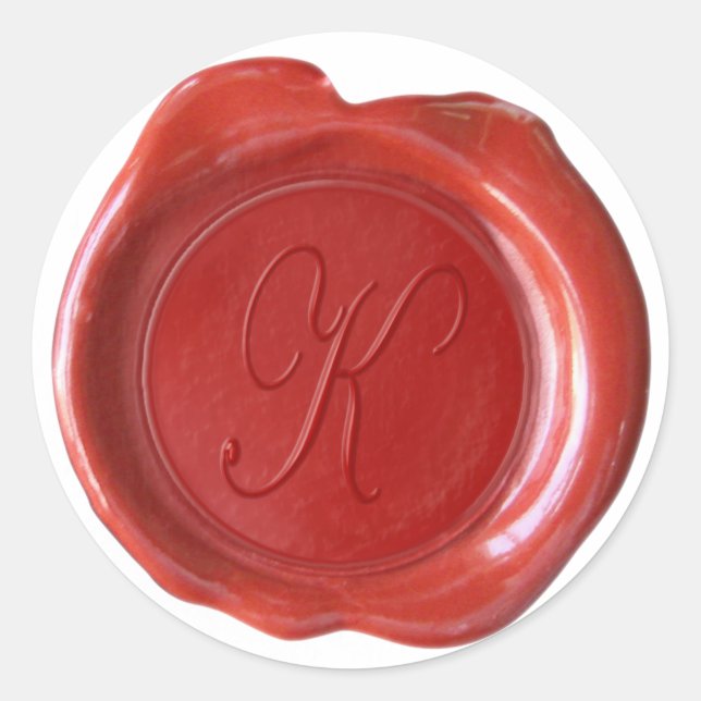Wax Seal Monogram - Red - Script K - (Front)