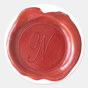 Wax Seal Monogram - Red - Script N -