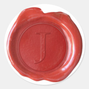 Wax Seal Monogram - Red - Serif J -