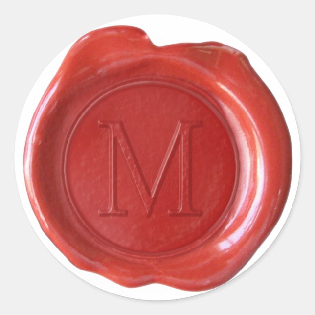 Wax Seal Monogram - Red - Serif M - (Front)