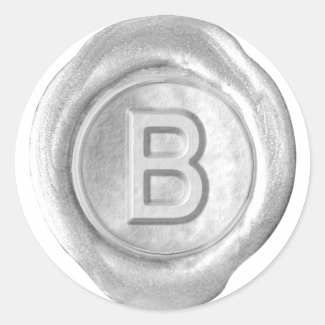 Wax Seal Monogram - Silver - Bold B - (Front)