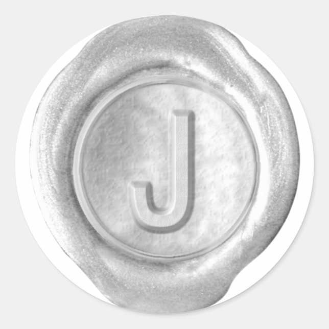 Wax Seal Monogram - Silver - Bold J - (Front)