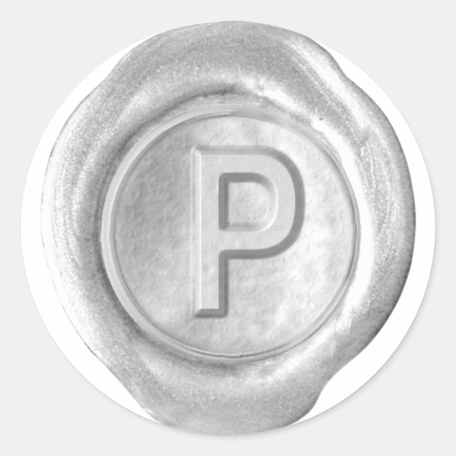 Wax Seal Monogram - Silver - Bold P - (Front)