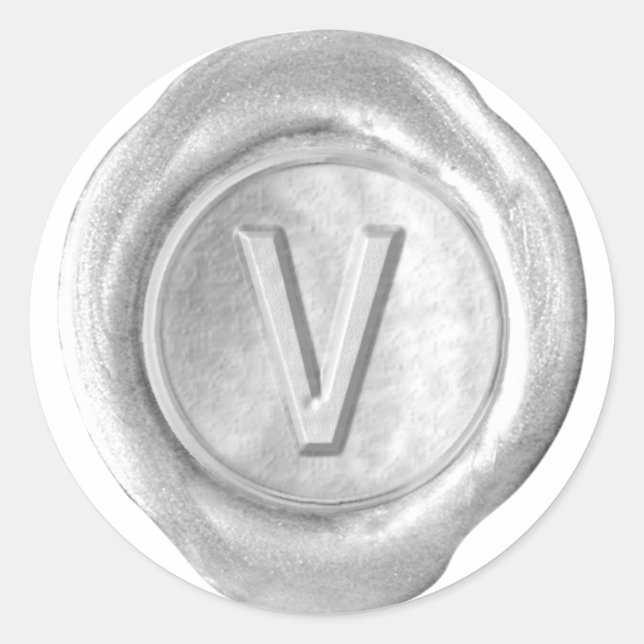 Wax Seal Monogram - Silver - Bold V - (Front)