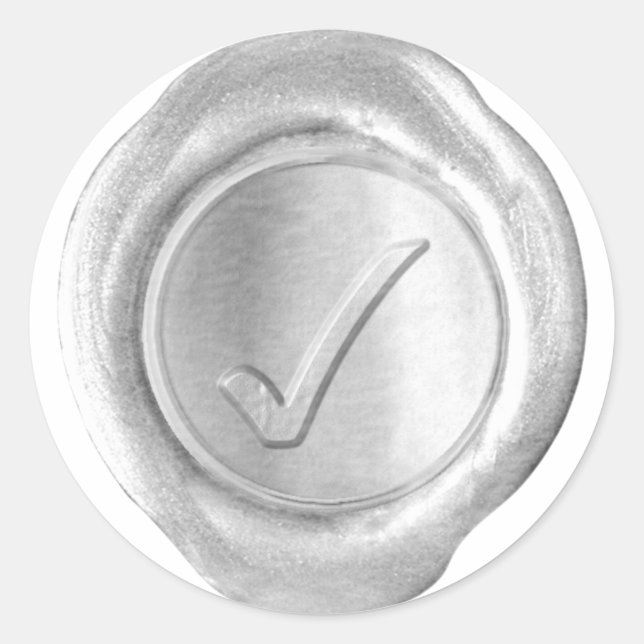 Wax Seal Monogram - Silver - Custom Check Mark - (Front)