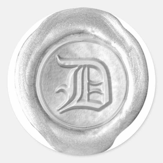 Wax Seal Monogram - Silver - Old English D - (Front)