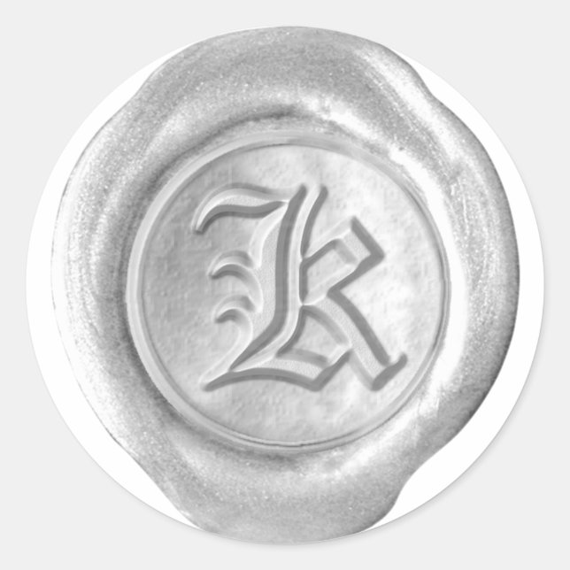 Wax Seal Monogram - Silver - Old English K - (Front)