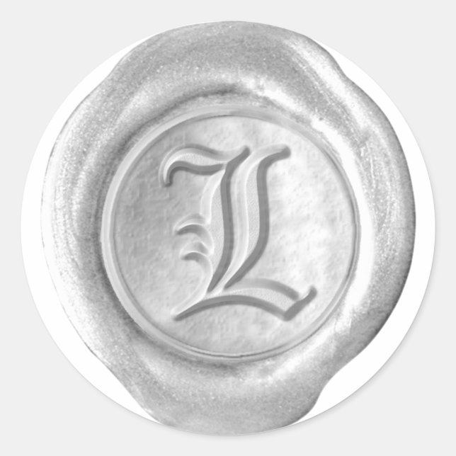 Wax Seal Monogram - Silver - Old English L - (Front)