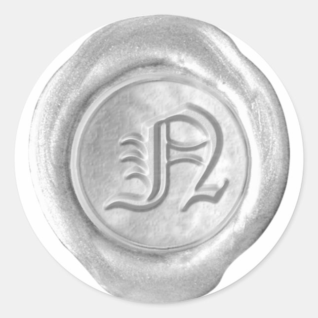 Wax Seal Monogram - Silver - Old English N - (Front)