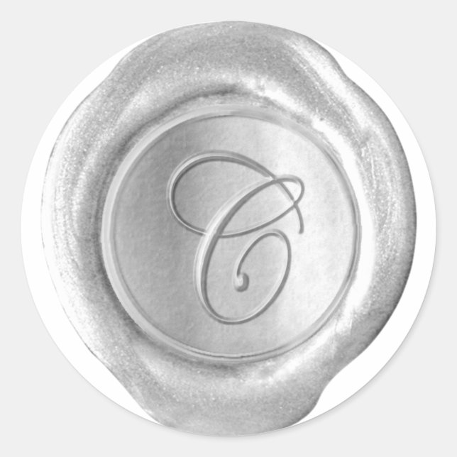 Wax Seal Monogram - Silver - Script C - (Front)