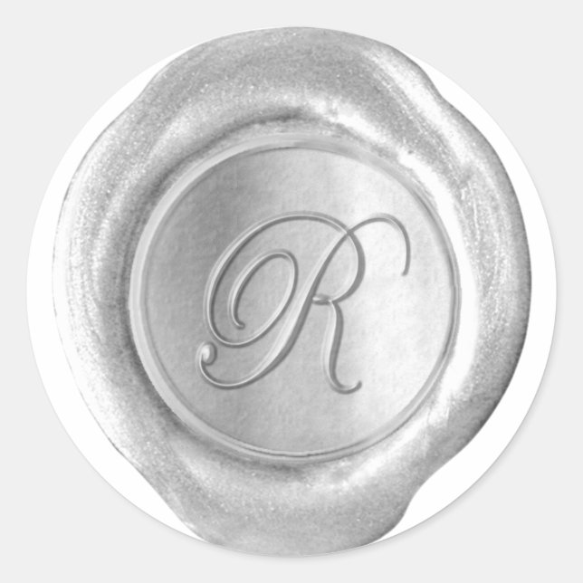 Wax Seal Monogram - Silver - Script R - (Front)