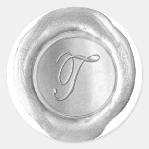 Wax Seal Monogram - Silver - Script T -