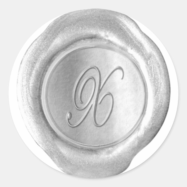 Wax Seal Monogram - Silver - Script X - (Front)