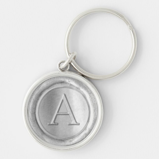 Wax Seal Monogram - Silver - Serifs A - Key Ring (Front)