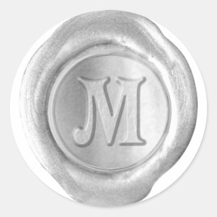 Wax Seal Monogram - Silver - Victorian M -
