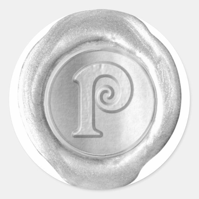 Wax Seal Monogram - Silver - Victorian P - (Front)