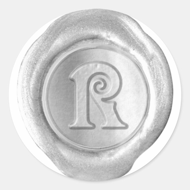 Wax Seal Monogram - Silver - Victorian R - (Front)