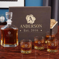 Wax Seal Monogram Whiskey Glass Set & Decanter