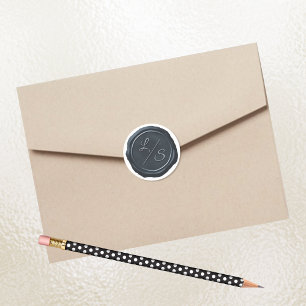 Wax Seal Silver Blue Double Initials Monogrammed