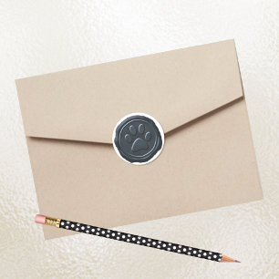 Wax Seal Silver Blue Paw Print Pet Symbol