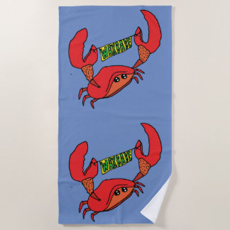 Waxbabe Crab Banner Logo Beach Towel