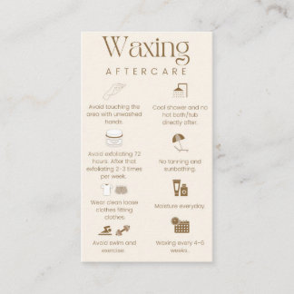 Waxing aftercare card
