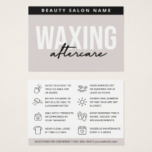 Waxing Aftercare Card Hair Removal Instructions