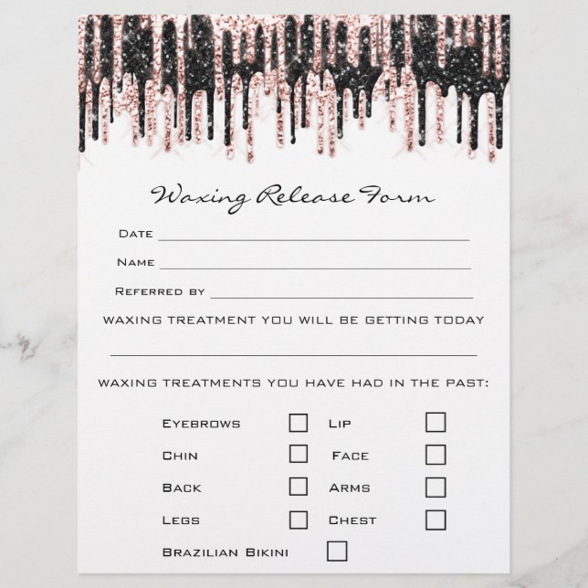 Waxing Depilation Liability Waiver Release Form Flyer (Front)