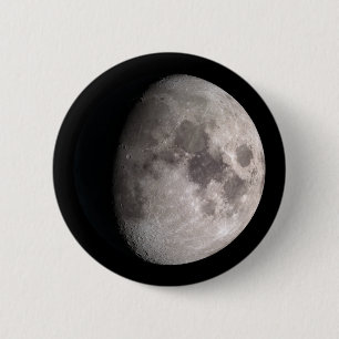 Waxing gibbous moon phase 6 cm round badge