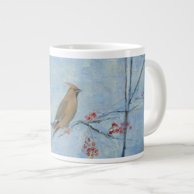 Waxwing 2013 oil on canvas large coffee mug (Front Right)