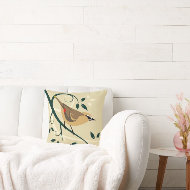 Waxwing Nature Lover Pillow (Couch)
