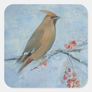 Waxwing Square Sticker