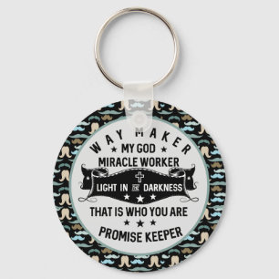 Way Maker Miracle Worker  Mustache  Christian Key Ring