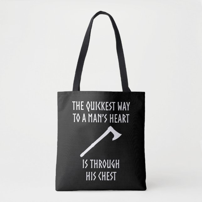 Way To A Man's Heart Funny Viking Mediaeval Tote Bag (Front)