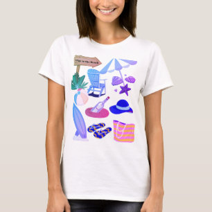 Way to the Beach – Summer Vacation Clipart Design T-Shirt