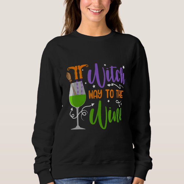 Way To The Wine Halloween Witch Cool Tee (Front)