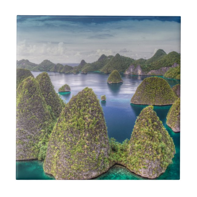 Wayag Island landscape, Indonesia Ceramic Tile (Front)