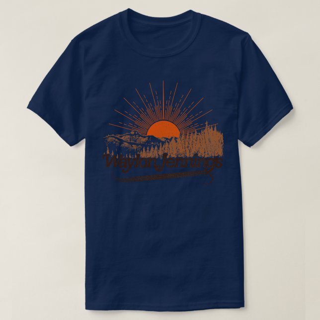 Waylon Jennings Vintage Sun Landscape T-Shirt (Design Front)