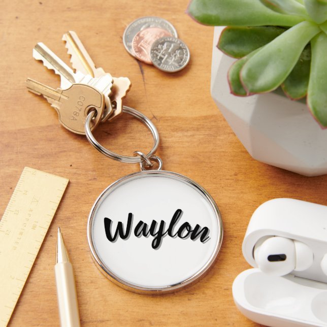 Waylon Name In Curvy Lettering, Key Ring (Desk)