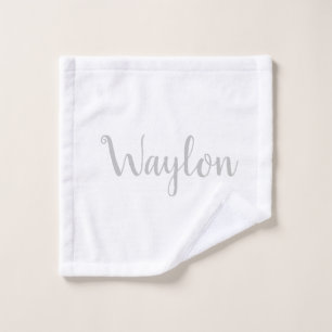 Waylon Name In Light Grey, Wash Cloth