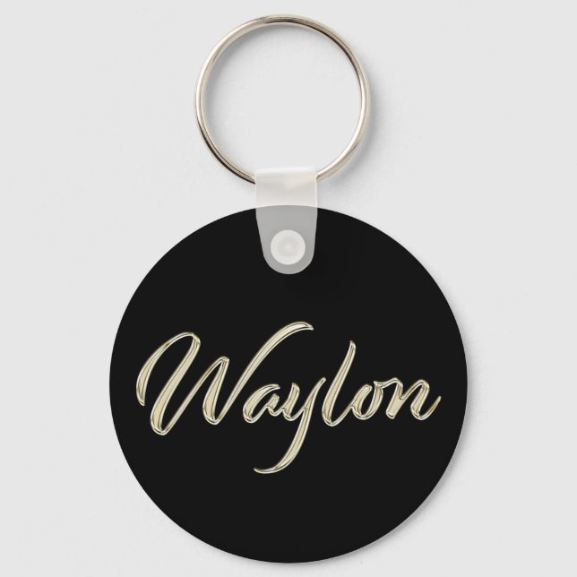 Waylon Name whitegold Button Schlüsselanhänger Key Ring (Front)