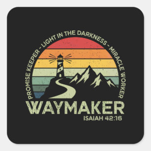 Waymaker Christian Typography Inspirational Bible Square Sticker