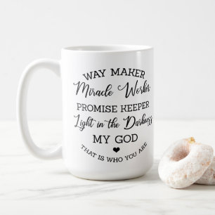 Waymaker, Miracle Worker - Black print Coffee Mug