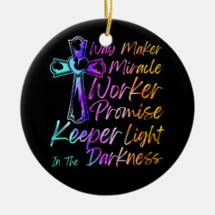 Waymaker Miracle Worker Rainbow Christian Jesus Go Ceramic Ornament